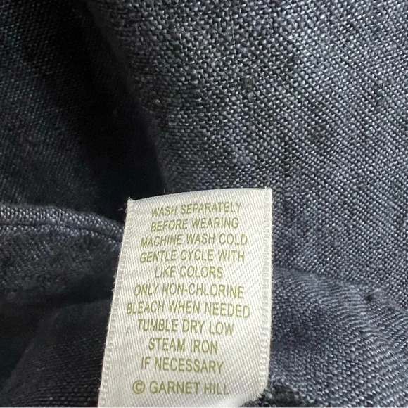 Garnet Hill Beige Navy Blue Linen Sleeveless Shift Dress Pockets  10 Color block - Picture 12 of 12